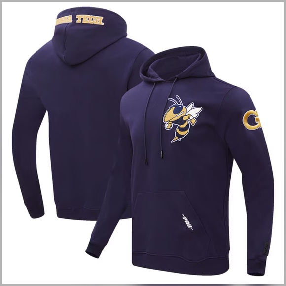 Men's Pro Standard Navy Georgia Tech Yellow Jackets Pullover Hoodie Size XL - Picture 12 of 12